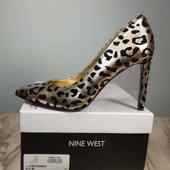 Sexy NINE WEST Women's Tatiana3 Stiletto Pumps Gold Leopard 8.5 - Picture 9 of 14